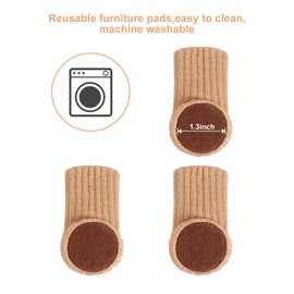 Ezprotekt 24 PCS Chair Leg Socks High Elastic Floor Protectors Non Slip Chair Leg Feet Socks Covers Furniture Caps Set, Fit Diameter from 1" to 2",Knitted Furniture Pads, Khaki