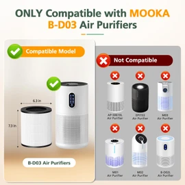 2 Pack B-D03 Filt-er Replacement Compatible with MOOKA B-D03 Air Purifi-er for Home Large Room up to 1500 ft², 3-in-1 True HEPA filt-er with High-Efficiency Activated Carbon filt-er