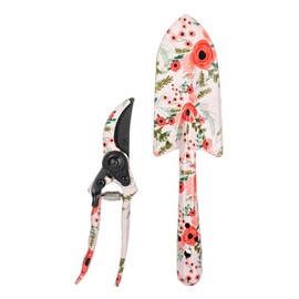Ganz Garden Fashion Hand Tool Planting Trowel Shovel and Pruning Shear Starter Kit Metal Floral Set of 2