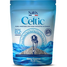 Saltix Grey Sea Salt Grey Coarse 1/2lb Harvested in France | 100% Natural, Organic and Unrefined | Rich in 82+ Minerals, Resealable bag