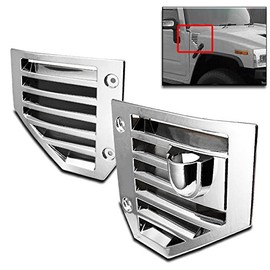 World Class Suppliers Chrome Hood Side Vent Louver Cover Compatible with Hummer h2 2003-09