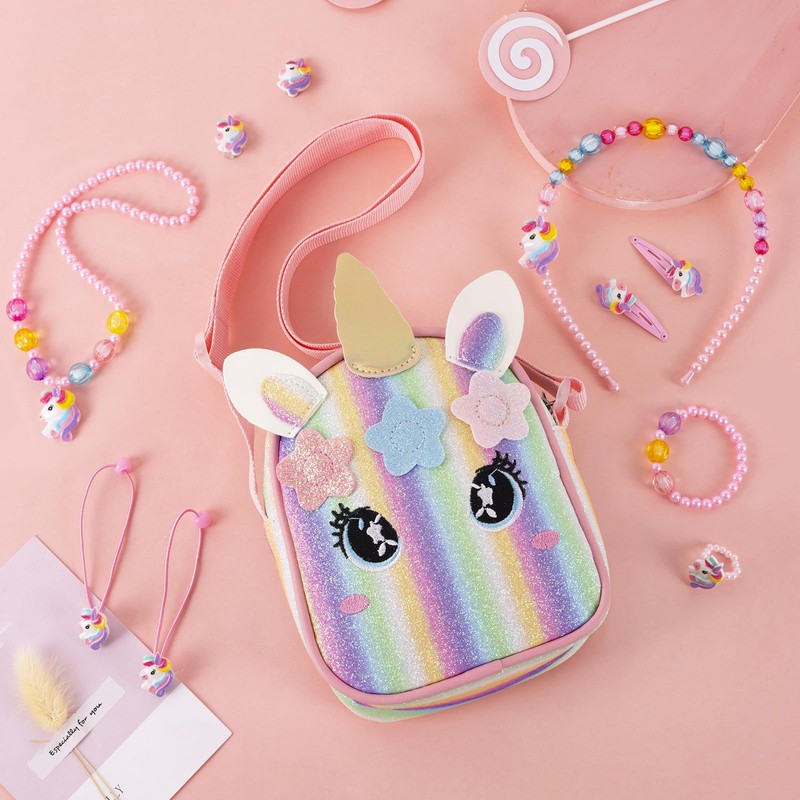 DMOPRDNB Unicorn Handbag Gift, Unicorn Handbag Jewellery Set for Girls