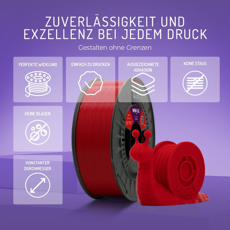 WINKLE PLA HD Filament 1.75 mm Mauve, 300 g Spool,