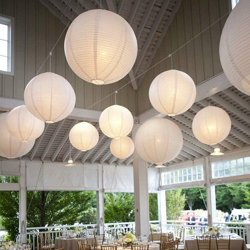 LIHAO Paper Lanterns, White Lanterns, Paper Lanterns, Pack of 10,