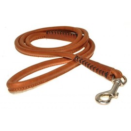 Finest Rolled Leather Dog Lead, 1/3-inch x 4 ft/ 22 m, Tan Brown