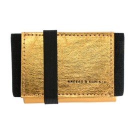 Anders & Komisch Mini Wallet with Coin Compartment, Card Holder, Men's Small Wallet, Women's Slim Wallet, Sustainable Wallet, Handmade from Germany, Gold/Black, Wallet card holder credit card holder