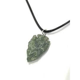 Stone of Insight - Reiki Energy Charged Raw Green Jade Crystal Arrowhead Pendant with Cord (Beautifully Gift Wrapped)