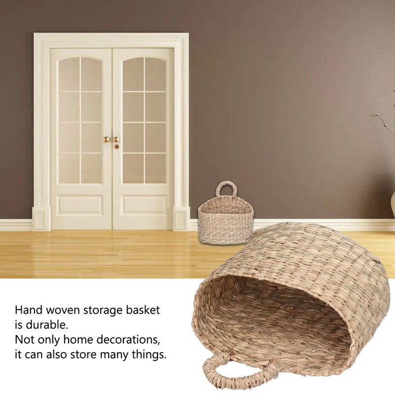 Hanging Basket Seagrass Woven Wall Hanging Storage Basket Organizer for