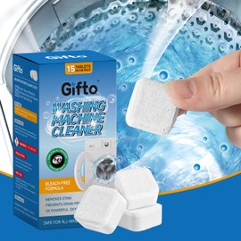 Gifto Washing Machine Cleaner Tablets 15 Count Value Pack, Deep Cleaning Tablet for HE Front Load & Top Load Washers, Washer Cleaner Remove Odor-causing Residues & Hard Water Buildup, Septic Safe