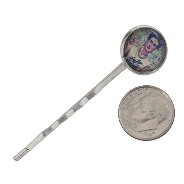 Hair Pin, One Frida Kahlo Day of the Dead Halloween Silver Plated Hair Pins -2" Gift Bag