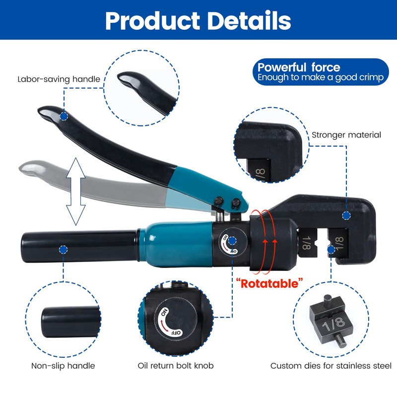 Muzata Custom Cable Railing Crimping Tool Hydraulic Crimper Hydraulic Crimping
