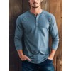 Long Sleeve Henley Shirts for Men(Heather Slate Blue,XL)