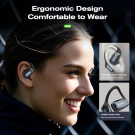 Auriculares Inalambricos Htc Ne25 Ai Audifonos Traductores Con Pantalla Tctil Inteligente Luz Lcd Color Negro Bluetooth 6.0 Audifonos Ows Open Ear... 