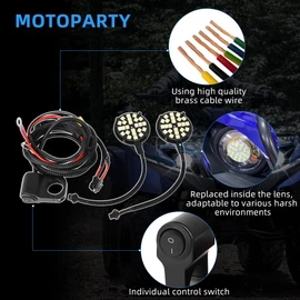 motoparty Headlight Kit for Yamaha Grizzly 90 2019-2024 Left and Right Waterproof LED Lights Easy Installation Waterproof