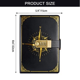 NectaRoy Travel Journal Notebook with Lock Diary with Code (Compass Model) Secret Book for Girls Office School Students Stationery Birthday Gift 22 x 15 cm