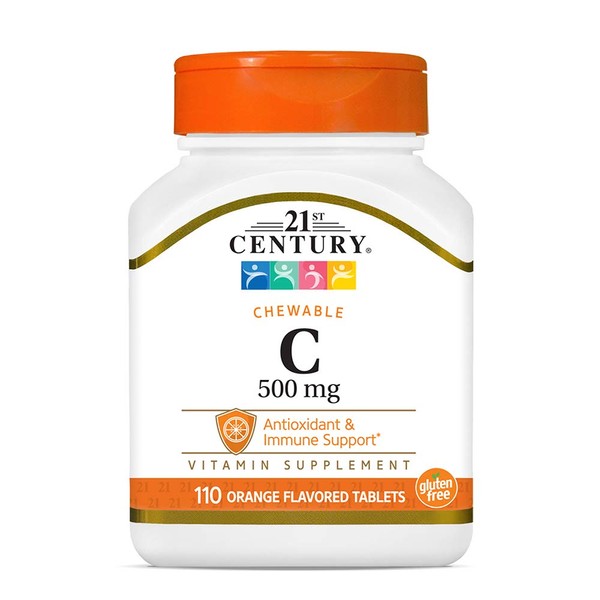 21st Century Vitamin C 500 mg Chewable Tablets, Orange, 110 Count