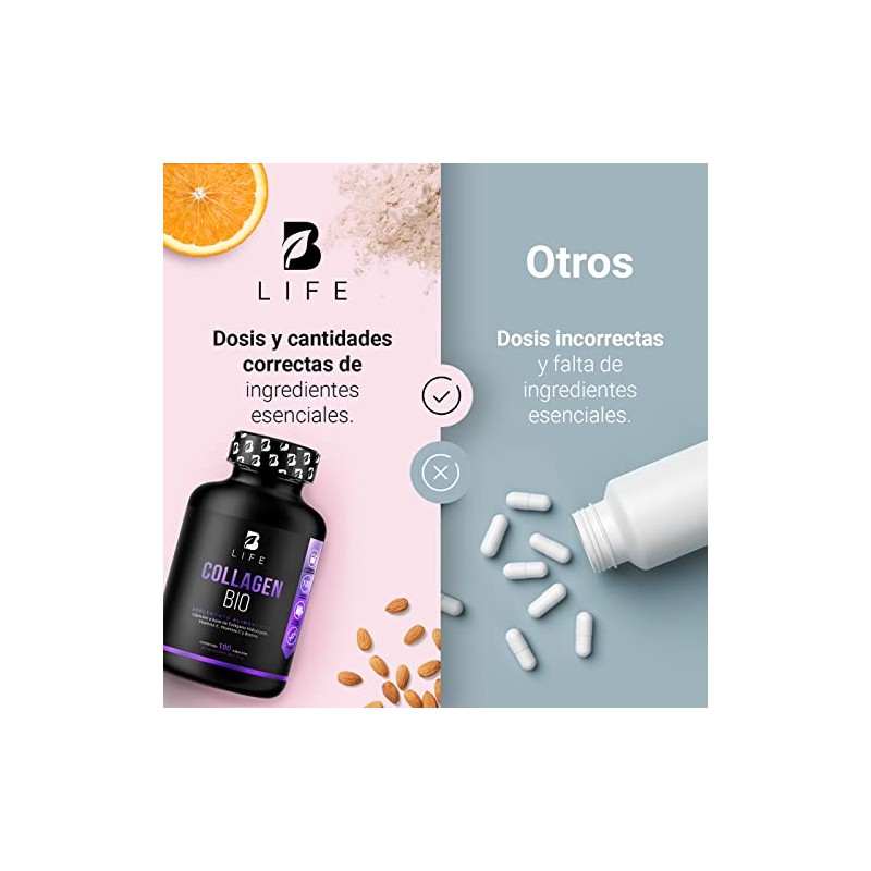 Biotina 100 Cápsulas Ingredientes Naturales Colágeno Vitamina Collagen Bio Life
