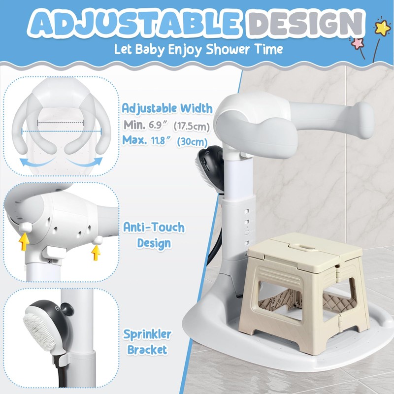 Orzbow Baby Shower Stand, Collapsible Baby Bath Stand with Foldable