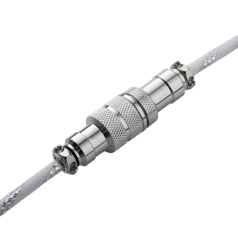 CableMod Pro Coiled Keyboard Cable (Sterling Foil White, USB A