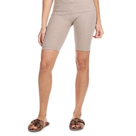 MeMoi Women's Organic Cotton Ribbed Biker Shorts Beige Heather XS