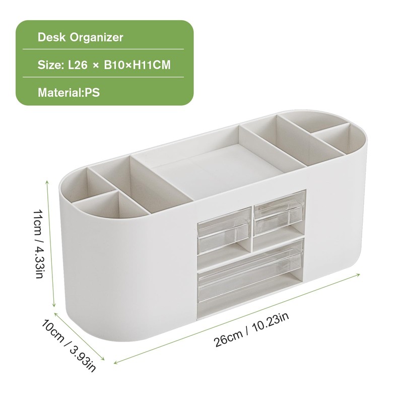 MumdoYAL Desk Organiser with 6 Compartments and 3 Drawers -