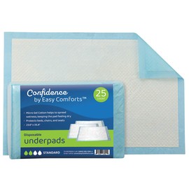 Confidence Chucks Disposable Underpads, Super Absorbent Protective Bed Pads for Seniors, Pkg of 25, by Easy Comforts