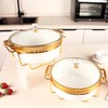 LIUYWYHCF Ceramic Casserole Dish with rack and Glass Lid, 2.2