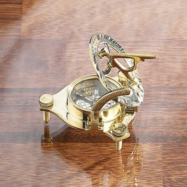 St. Leonhard Sundial Wrist Watch: Brass Sundial Traveller with Compass (Pocket Sundial with Compass, Nostalgic Sundials, Wrist Watches)