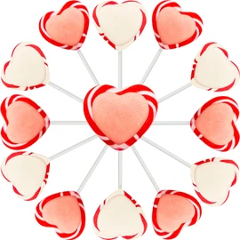 Fruidles Valentine's Red and White Swirl Heart Lollipop Candy Sucker Assorted, Individually Wrapped (12-Pack)