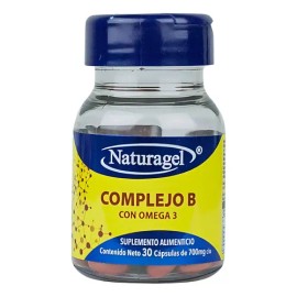 Naturagel Complejo B con Omega 3  Vitamin B Complex with Omega 3, 700 mg, 30 Capsules                                                                 