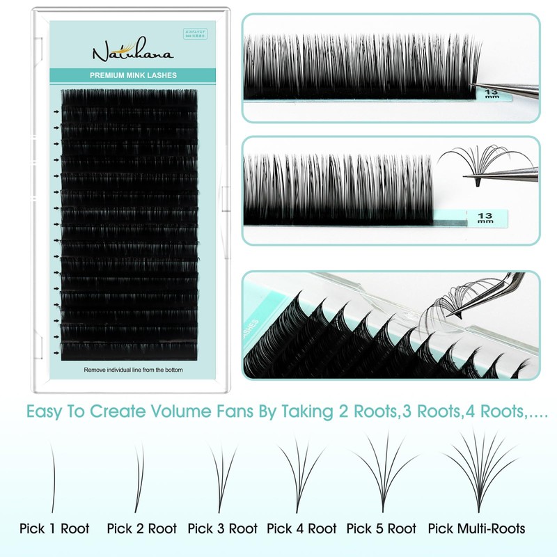 Natuhana Round Eyelash Extensions, 0.05 mm, C Curl, 8 mm,