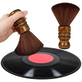 Vinyl Record Cleaner Brush, Anti Static Dust Remover with Fine Fiber Bristles, Wood Record Brush Accessories for Vinyl Albums LP CD Cartridge (Dark Brown)
