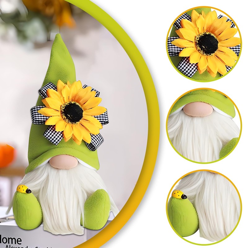Snowtain Gnome Figures, Pack of 2 Spring Sunflower Gnome, Cute