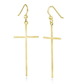 MATERIA by Matthias Wagner Large Cross Earrings 925 Silver – Women's Earrings Rhodium-Plated Gold-Plated, Sterling Silver, No Gemstone