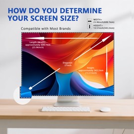 27 Inch Magnetic Computer Privacy Screen for 16:9 Widescreen Monitor, Removable Privacy Screen Anti Glare Blue Light Privacy Screen Monitor 27 inch, Anti-Scratch
