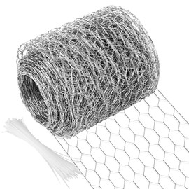 Chicken Wire 4 in x 787 in Poultry Wire Netting Hexagonal Galvanized Mesh Garden Fence Barrier for Pet Rabbit Chicken Fencing with 100 Pcs Cable Zip Ties