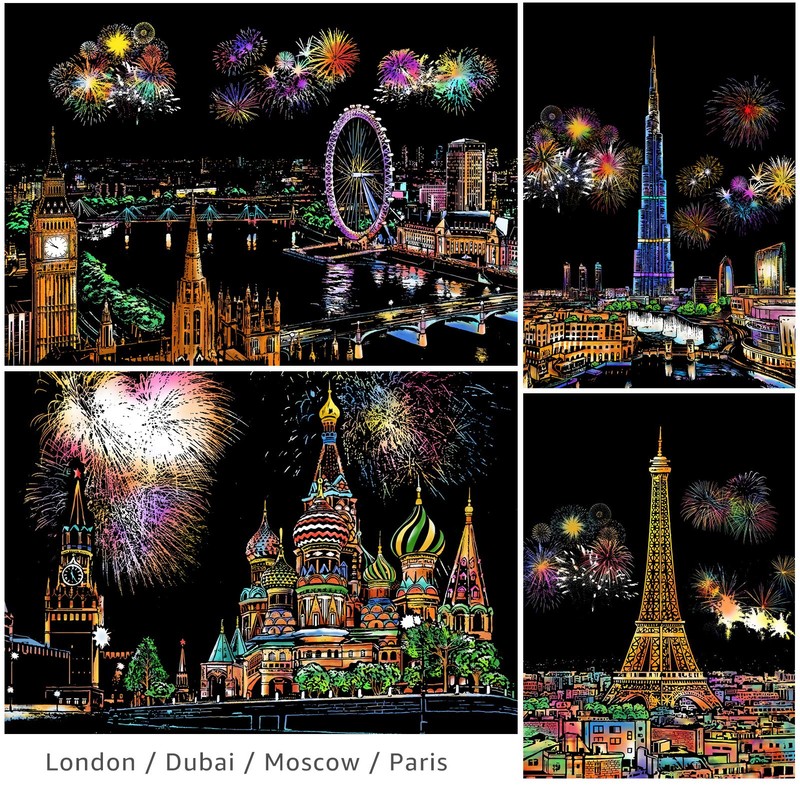 Rainbow Scratch Art Painting Paper (A4) for Adult & Kids,