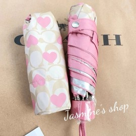 Coach NWT Coach Uv Protecti Mini Umbrella In Cherry /blueberry /heart / Leopard print - Heart Print/ CP499