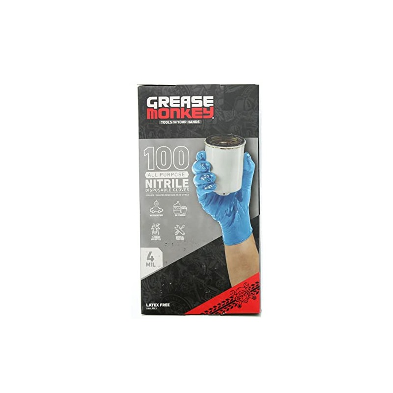 Grease Monkey All Purpose 4 Mil Thickness Disposable Nitrile Gloves