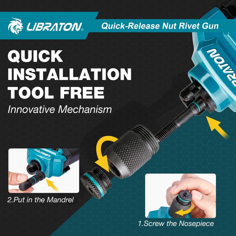 LIBRATON Rivet Nut Tool, 16" Rivnut Tool Kit, Hand Rivet