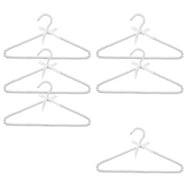 HEVSTIL 6 Pcs Heavy Duty Pearl With Ribbon Trim Hangers for Wedding and Engagement Gowns - Slim Design Also Can Be Used For Suits Shirts,White