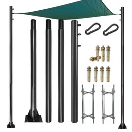 Shade Sail Poles kit, 10Ft Sun Shade Sail Poles Support Awning Canopy, 2 Pole Outdoor String Light Pole Post Heavy Duty Steel Post Suitable for Garden/Yard/Pool/Patio(2 Pole 20 ft Heavy Duty 2")