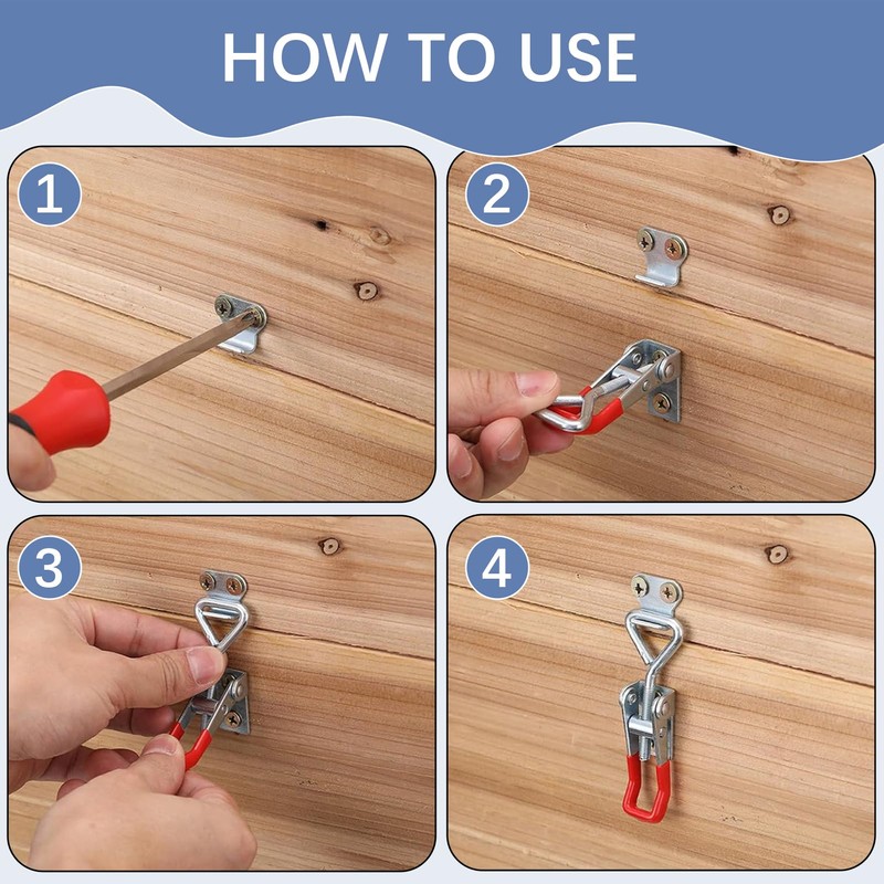 4 Pack Heavy Duty Metal Toggle Latch, Adjustable Box Closure