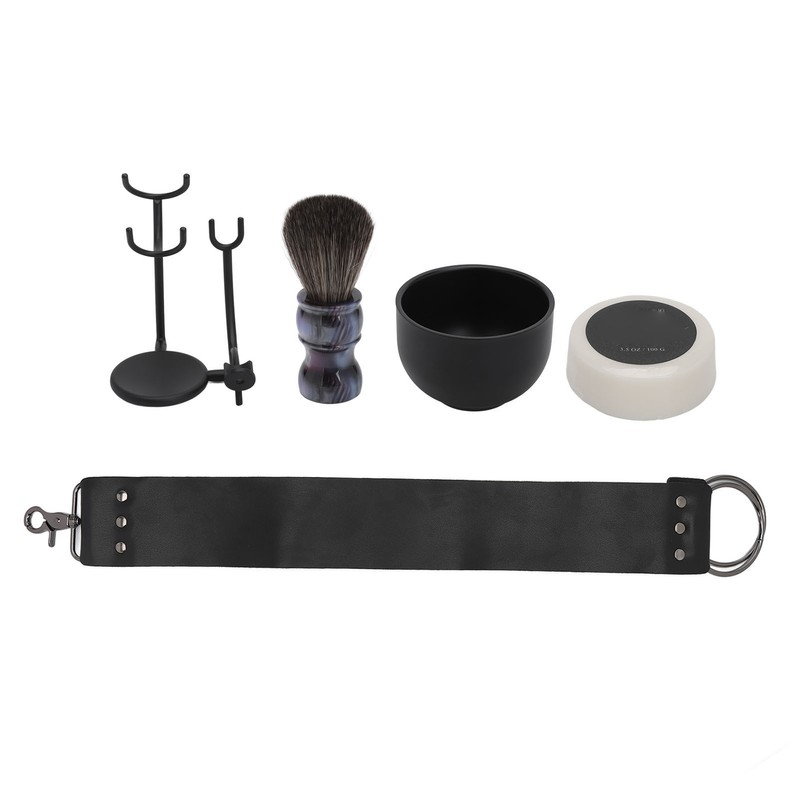 Beard Trimming Set Foaming Bowl Brush Stand Soap Sharpening Cloth