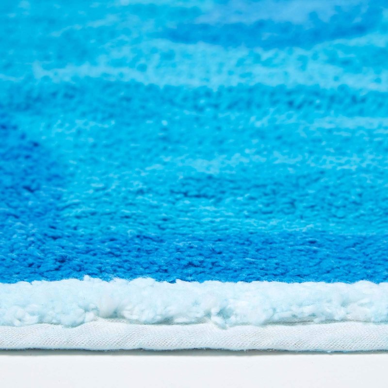HOMESCAPES - 100% Cotton Washable Tufted Blue Elephant Rug 60