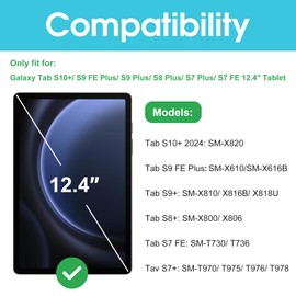 ProCase 2 Pack Screen Protector for Galaxy Tab S10 Plus 2024/Tab S9 FE Plus/S9 Plus/S8 Plus/S7 FE/S7 Plus 12.4 inch 2023, Tempered Glass HD Clear Film Guard for Tablet SM-X820/X610/X810/X800/T730/T970