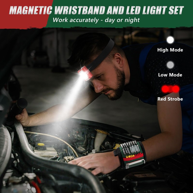 UUP Magnetic Wristband with LED Light, Magnet Tool Belt Wrist
