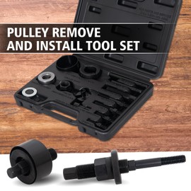 TOPEMAI Power Steering Pump Pulley Removal Tool, Pulley Puller Tool, Pulley Puller and Installer Kit for Removal Vehicle Power Steering Pump, Alternator Pulleys
