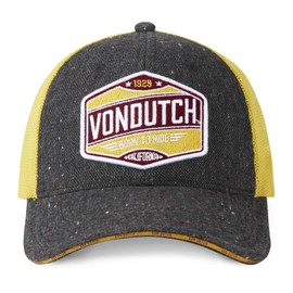 Von Dutch Unisex Adjustable Trucker Cap for Men and Women, Dark Grey/Yellow