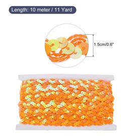 sourcing map 11 Yard Sequins Beaded Lace Trim 0.6 Inch Wave Sequin Braid Trim Strip Paillette Sequins Ribbon Trim for Crafts, Embellishments, DIY Sewing Costume Orange